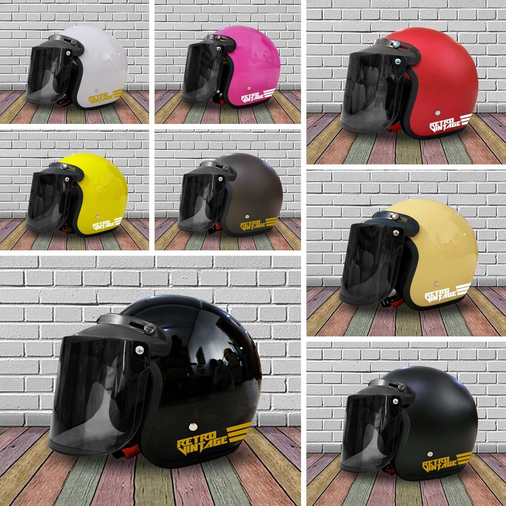 HELM BOGO GARIS CLASIC FULL LEHER PRIA WANITA DEWASA-1
