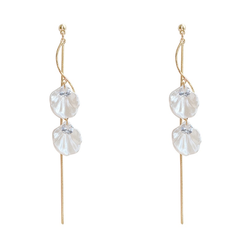 Anting Gantung Panjang Model Rumbai Bahan Silver 925 Dengan Zircon Untuk Wanita