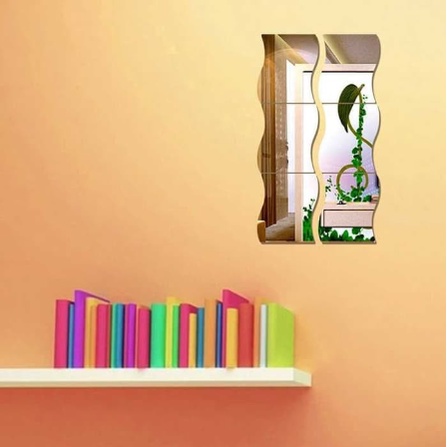 Promo Isi 6 Lembar Stiker Kaca Cermin Dekorasi Tempel Dinding Tembok Rumah Mirror Acrylic Warna Silver