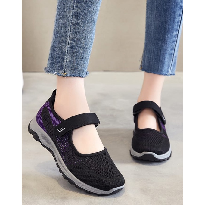 GROSIRTAS LV0174 Sepatu Slip On Wanita Flatshoes Sepatu Sport Rajut Wanita