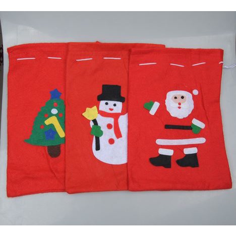 POUCH KADO FLANEL BESAR Tas Hadiah Natal Souvenir Aksesoris Dekorasi Pajangan Christmas