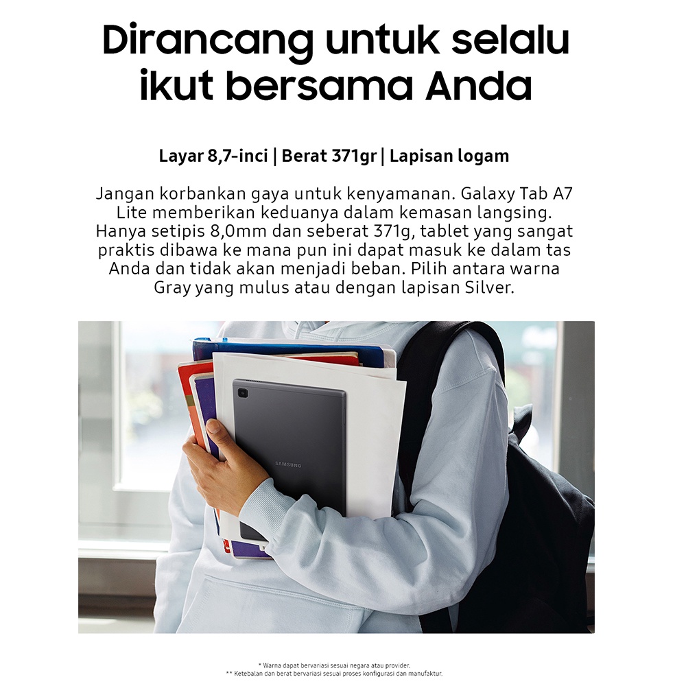 Samsung Galaxy TAB A7 LITE WIFI T225 RAM 3 GB ROM 32 GB 3/32 8 Inch Original Garansi Resmi