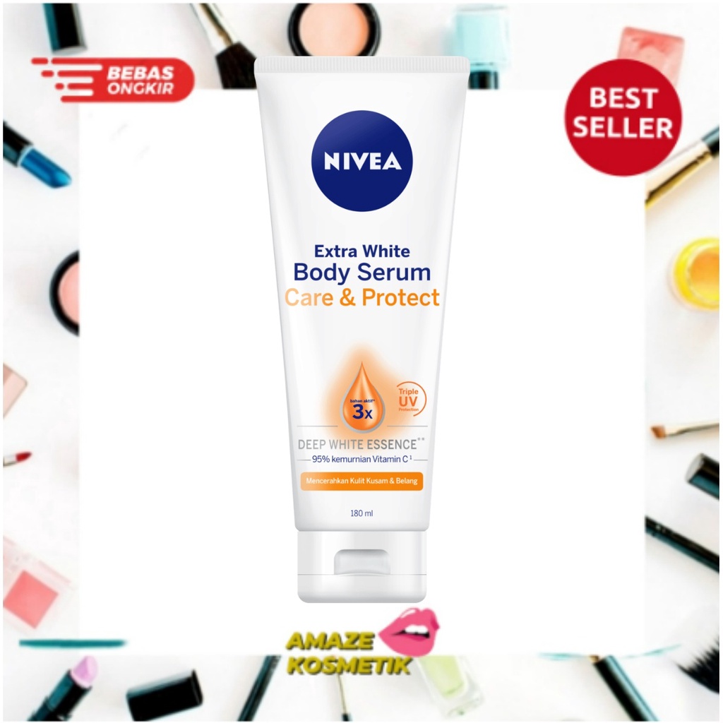 NIVEA Extra White Body Serum 180ml CARE &amp; PROTECT - amaze_kosmetik