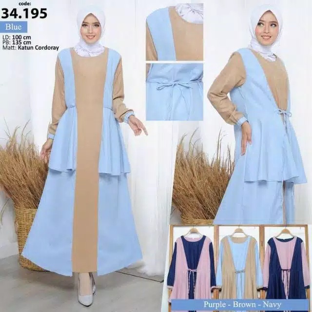 DRESS KATUN WANITA DEWASA/KOMBINASI WARNA