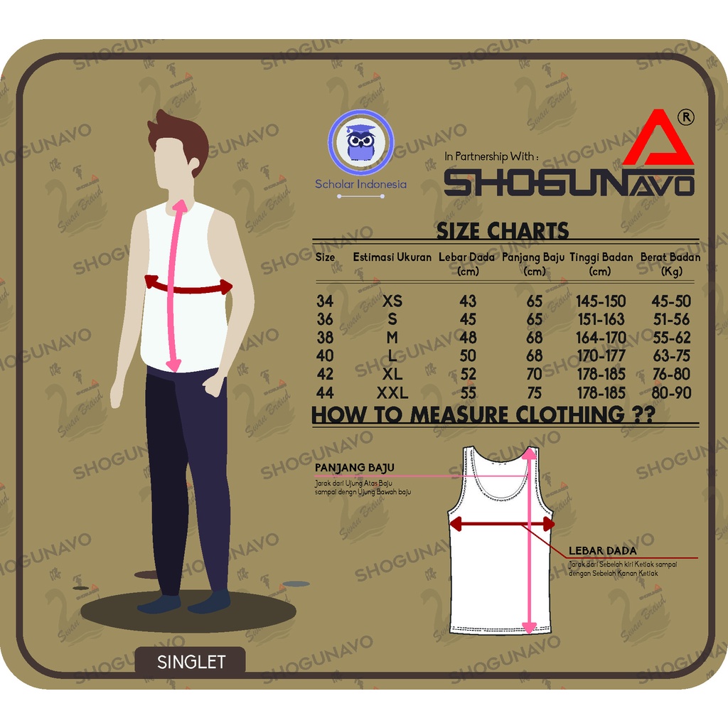 SWAN SHOGUNAVO Kaos Singlet Swan Brand Pria Grosir - Type Deluxe