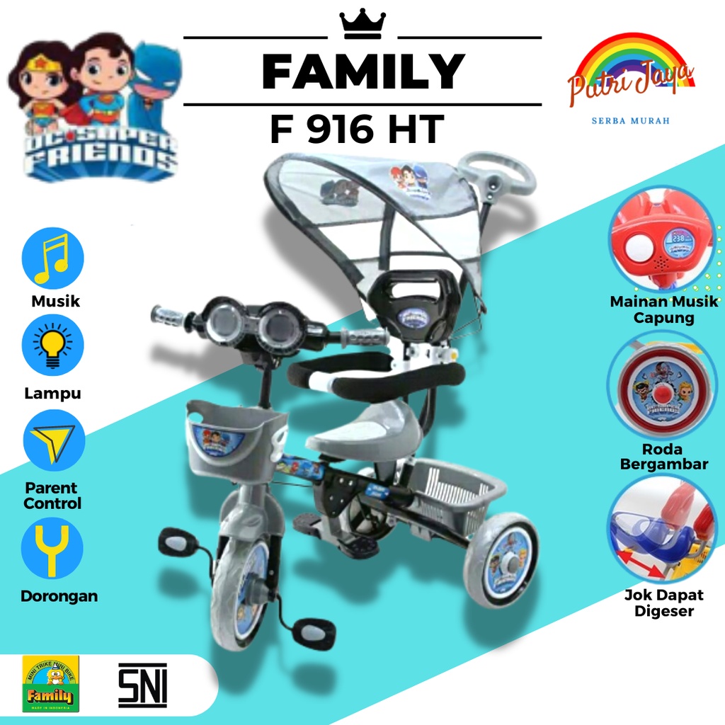 Sepeda Anak Roda Tiga 3 Stroller Bayi Family F-916 HT