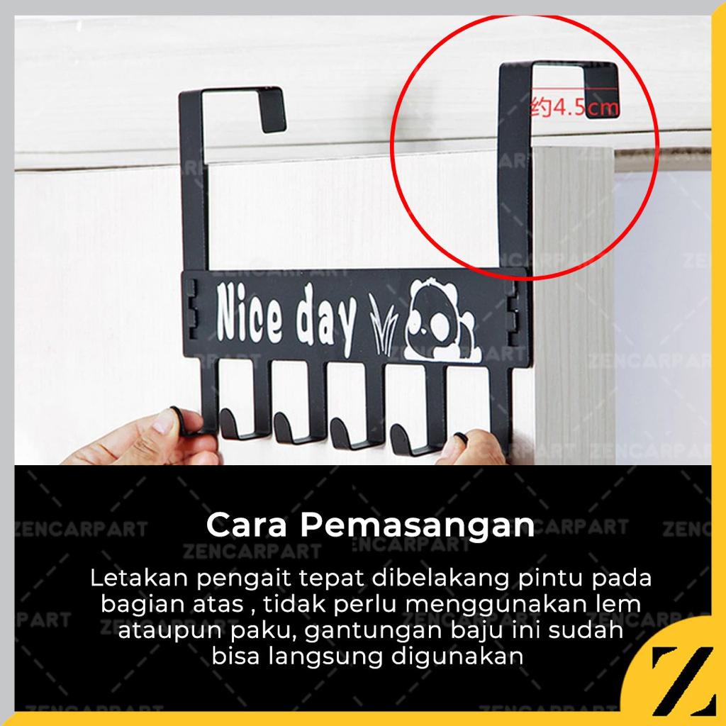 Gantungan alat dapur handuk lap sendok Kamar mandi 6 kait hook tempel dinding Gantungan Belakang Pintu 6 Kaitan Hook Hanger Baju Handuk Topi Tas Kait Selip Nice Day Tanpa Paku Bor