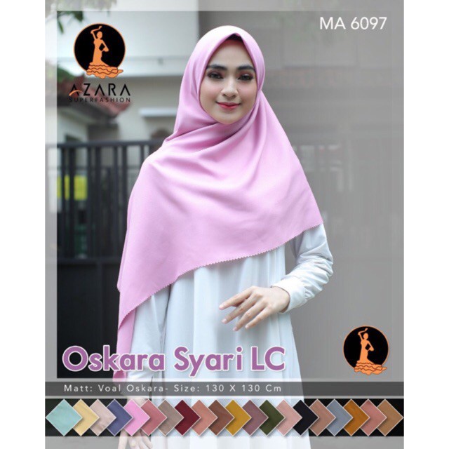 OSKARA SYAR'I AZARA LC | Hijab SegiEmpat POLOS JUMBO IMPORT | Ukuran 130 X 130 cm