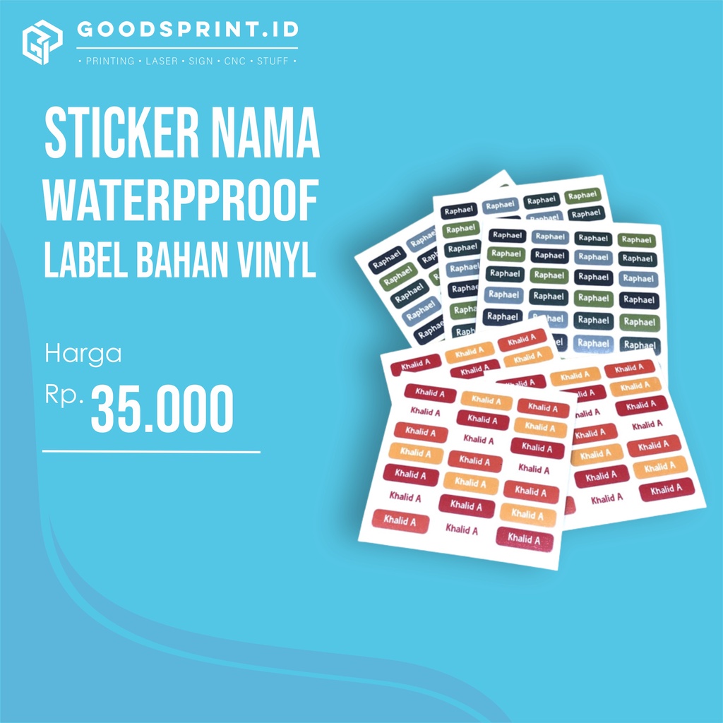 

Stiker Label Nama Anak Waterproof / Custom Sticker Nama Warna Campur / Label Nama