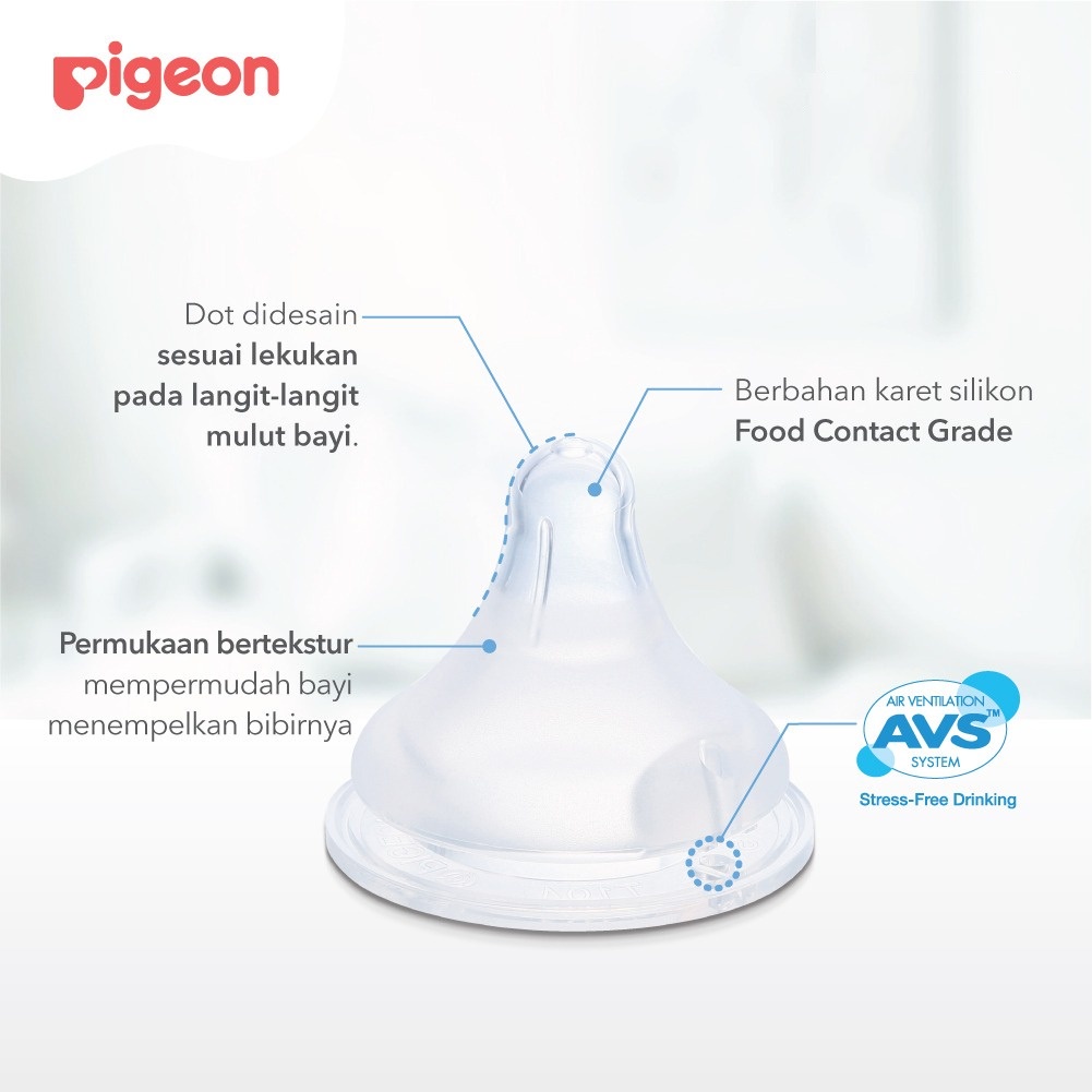 Pigeon PP Wide Neck with P-Plus Nipple Botol Susu [240 mL] PR010318
