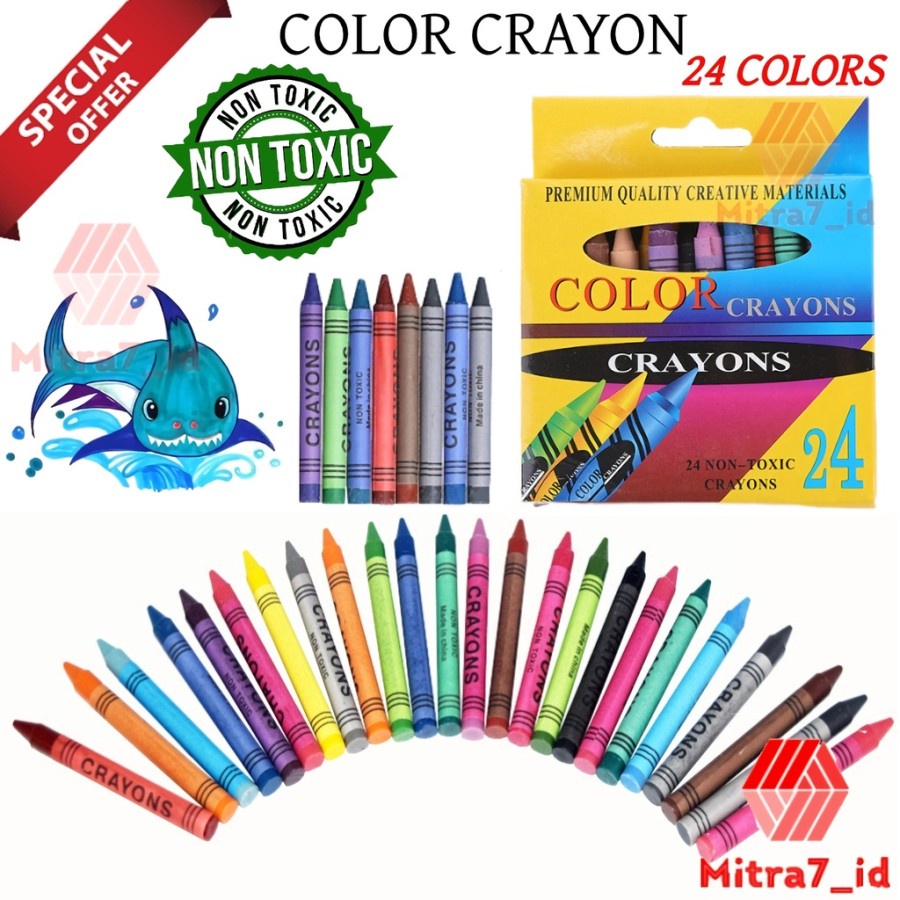 CRAYON ISI 24 WARNA PENSIL WARNA GAMBAR 24PCS CRAYON SET ISI 24