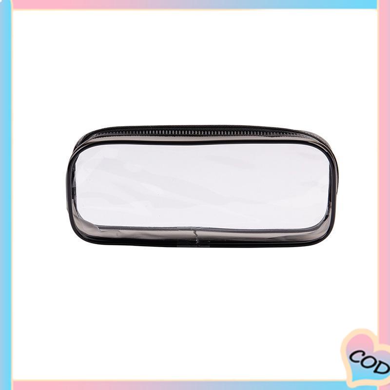 COD❤️Decompression Primary Middle School Students Competition Rotating Pen Can Write Student Rotating PenTransparent PVC Student Stationery Zipper Pen Bag Travel Portable Toiletry Makeup Storage Bag-A.one