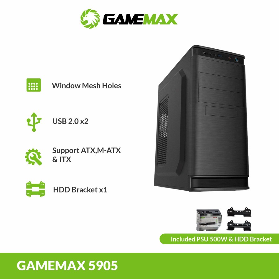 Casing Komputer Gamemax 5905 ATX Include PSU 500W