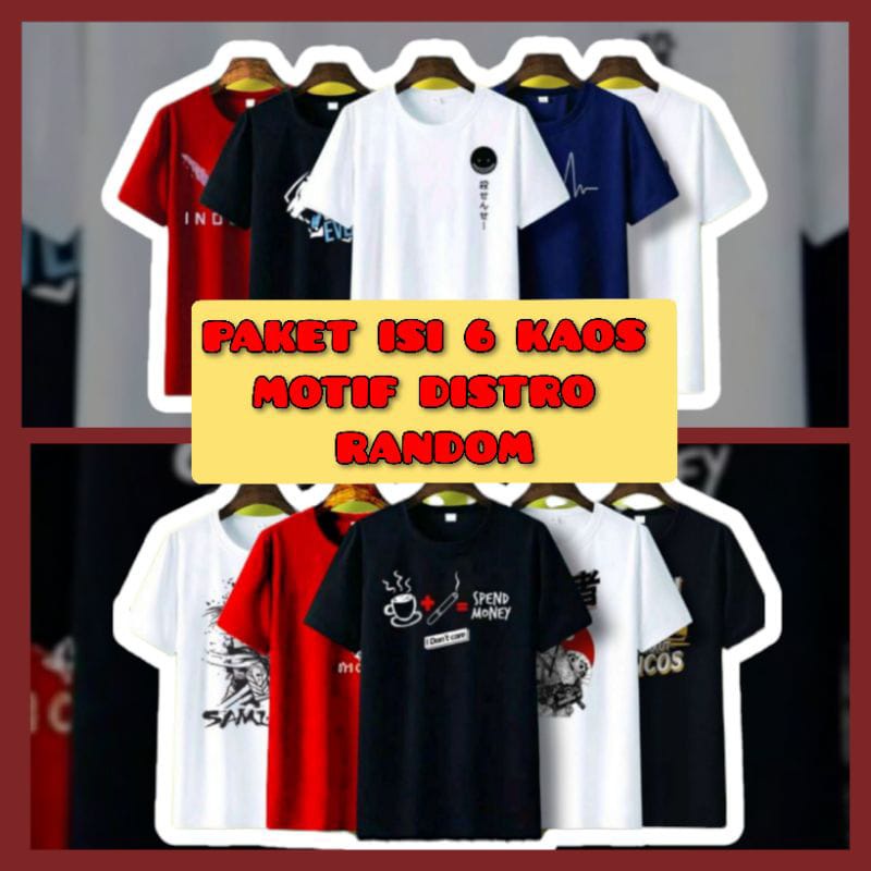 Paket Kaos distro 100 ribu 6 pcs