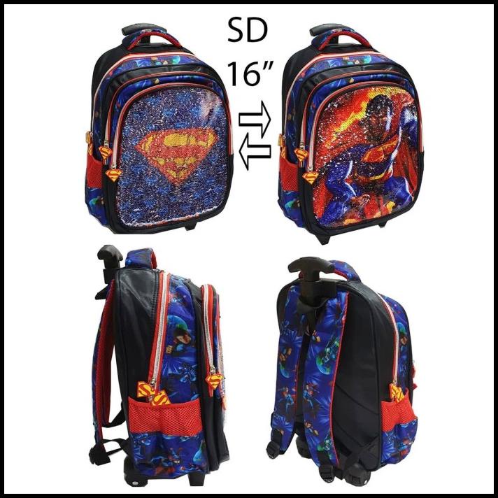 Promo Trolley Anak Laki Laki Sekolah Sd Tas Sequin Usap Superman