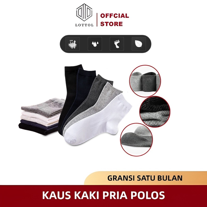 LOTTOL  Kaus Kaki Pria Polos /Kaus Kaki Fashion / Pendek Ankle Socks