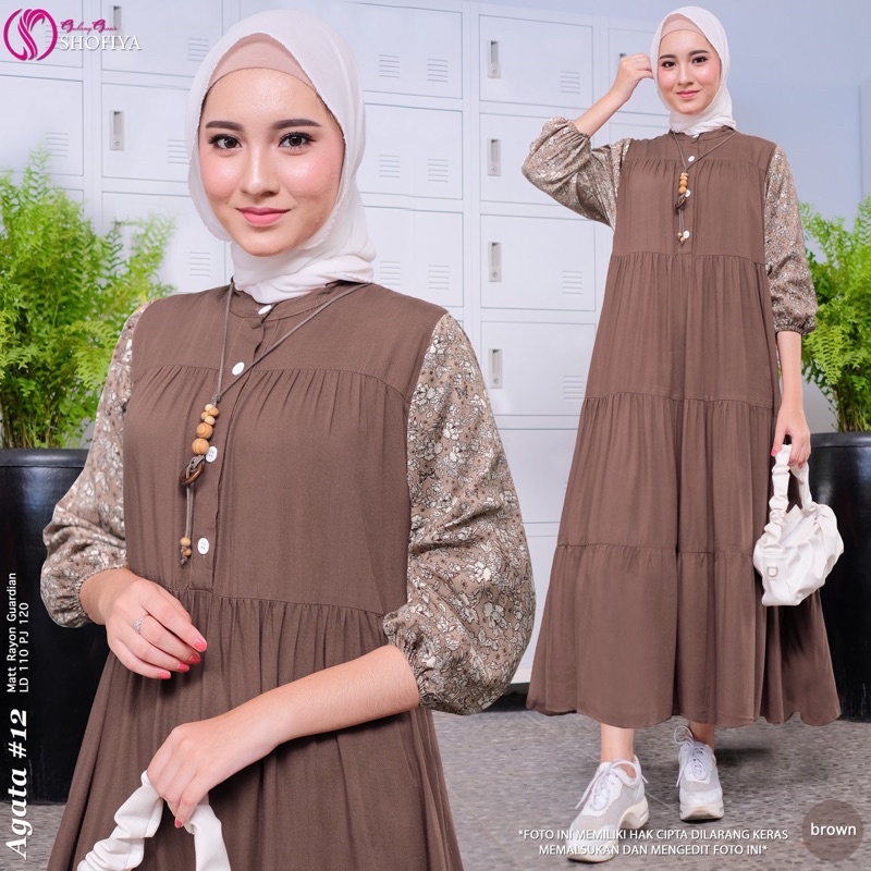 [VICAN] DASIMA #2 AGATA #11 #12 SERIES MIDI HOMEY DRESS GAMIS PAKAIAN WANITA FASHION BUSANA MUSLIM MODERN TERBARU SUPER BEST SELLER ORIGINAL GGS BY SHOFIYA-Agata 12 - Brown