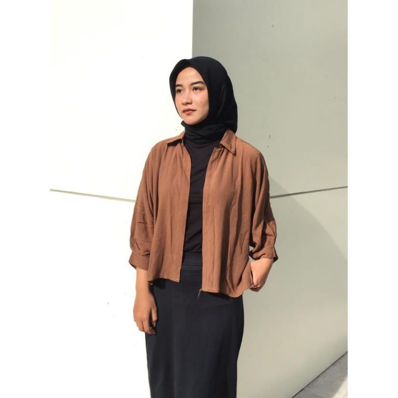 KEMEJA CROP CRINKLE / KEMEJA CRINKLE WANITA / KEMEJA CROP