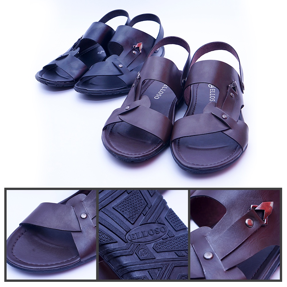 Sandal Kulit Pria Sendal Slop Keren Kekinian Casual Original Kulit Pu Pria Model Terbaru ESD05 Produk Ori Premium