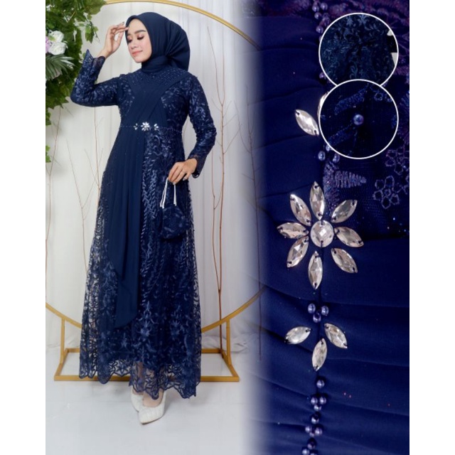 Kebaya Gamis Rasya KM / Gamis Kebaya Modern Pesta Mewah / Gamis Brukat / Gamis / Kebaya Modern / Gamis Kondangan