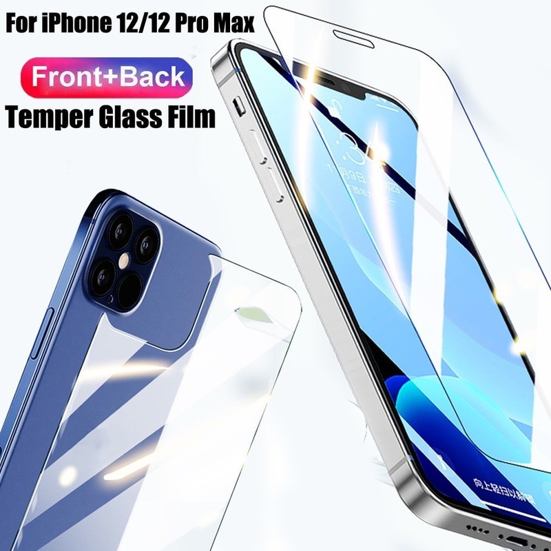 Tempered Glass Pelindung Layar Depan Dan Belakang Untuk IPhone 6 6s 7 8 SE2 Plus X XR Xs 11 12 13 14 Pro Max Mini