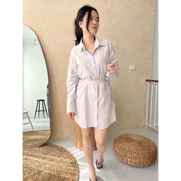 Selim Label Margot Dress Mini Dress Oversized Obi Shirt Dress Casual