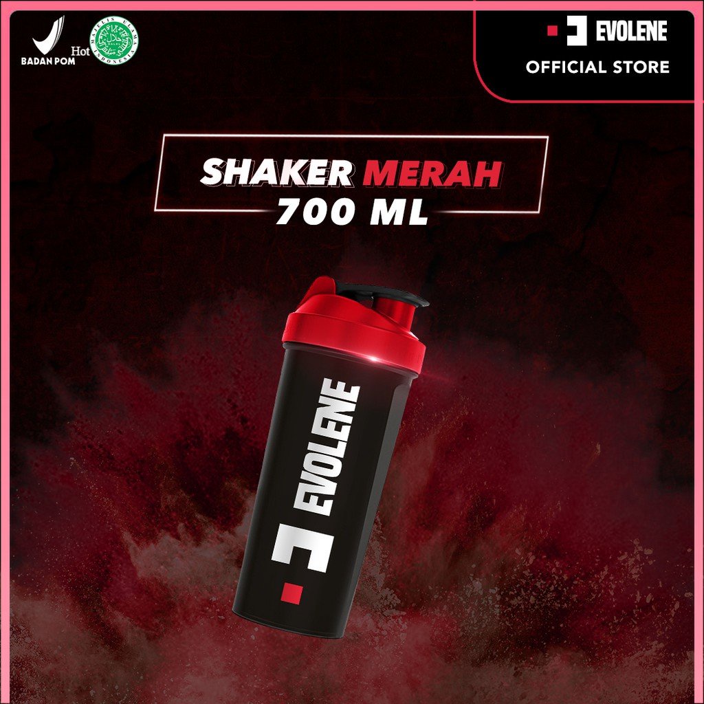 Shaker Protein EVOLENE Food Grade Material Warna MERAH, Ukuran 700 ML. Evolene Samarinda