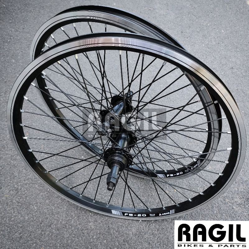 WHEELSET UKURAN 20 INCH ARAYA 36 HOLE LUBANG 36H ALLOY RODA JADI DEPAN / BELAKANG VELG RIMS DOUBLE W