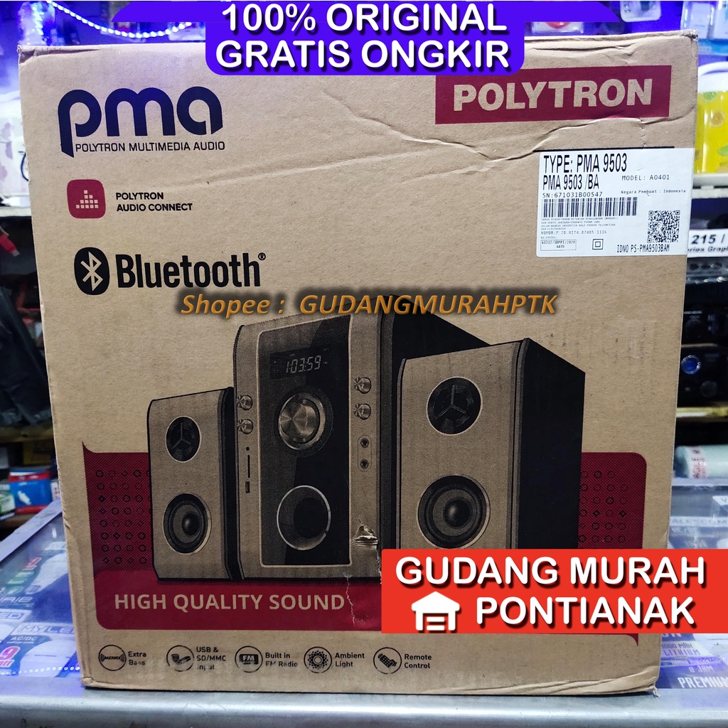 SPEAKER POLYTRON PMA 9503 / PMA9503 [BLUETOOTH / AUX / USB / KARAOKE] (GARANSI RESMI)
