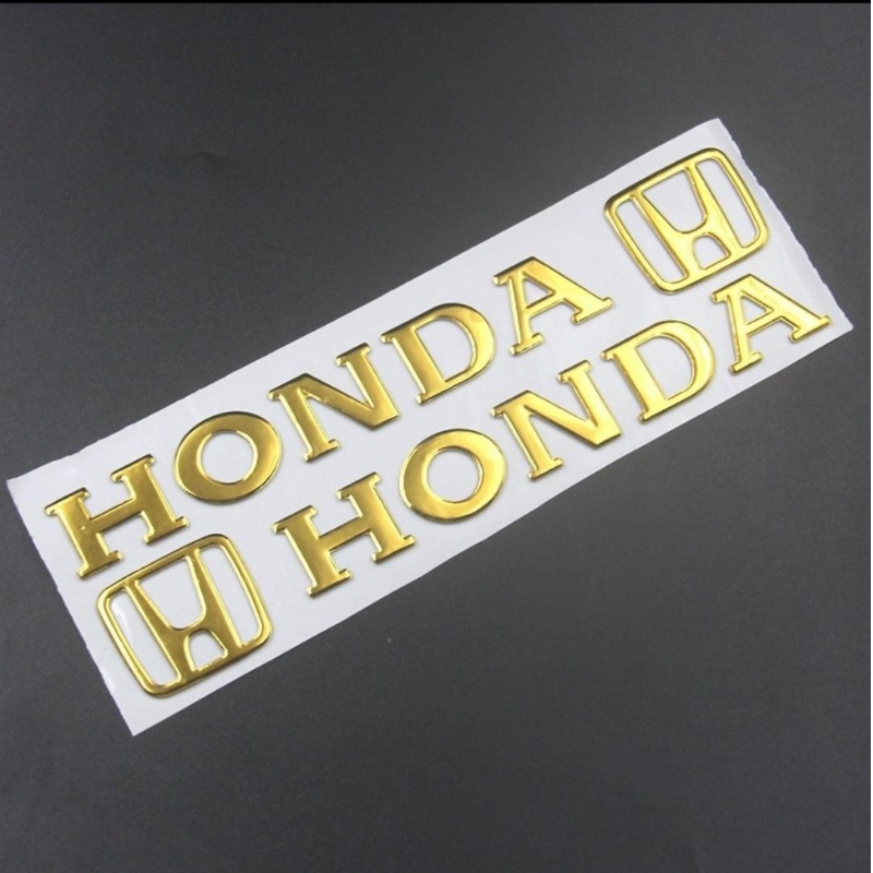 Emblem Tulisan Honda Sepasang Warna Chrome Emas Carbon Untuk Kiri Dan Kanan Dekorasi Stiker 3D Tiga Dimensi Logo Rangkai Bahan Plastik Krom Gold Best Huruf Lambang Semua Mobil Krome