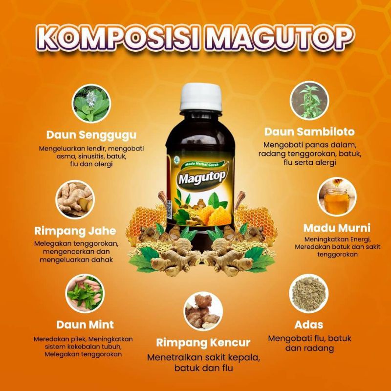 Magutop madu gurah top atasi batuk berdahak dan tidak berdahak, obat batuk paru paru, sinus, sesak nafas, bronkitis