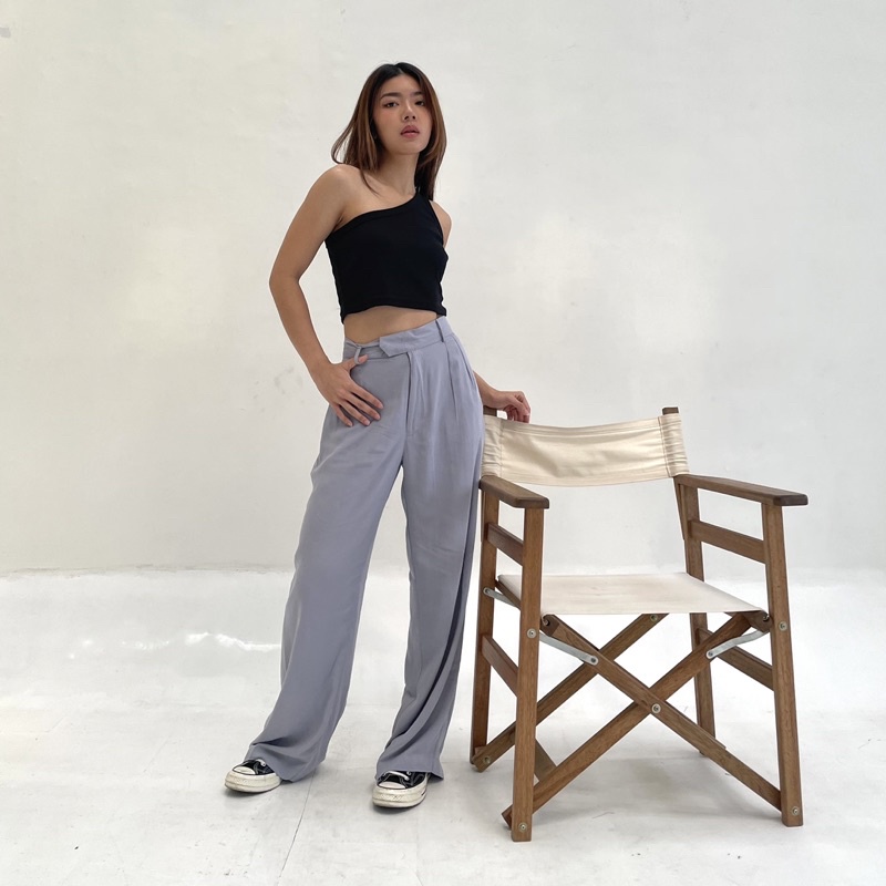 GIA PANTS | Celana Panjang Highwaist Basic Rayon Highwaisted Pants Bahan Celana Kaos Loungewear