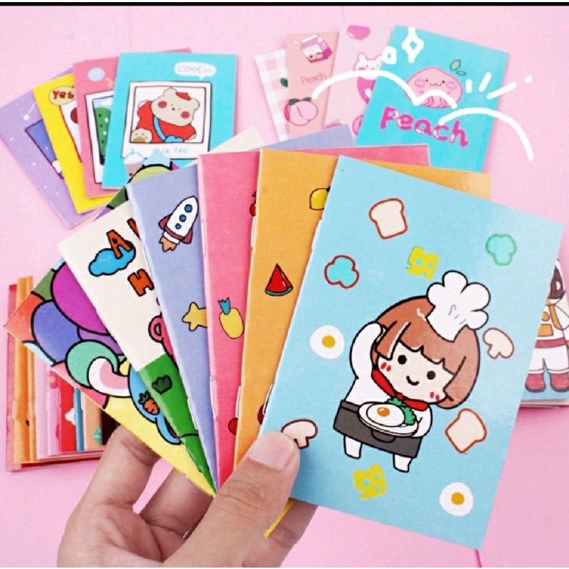 Buku Tulis Mini Cartoon Note Book Kartun Catatan Memo Pad Lucu Anak Sekolah ImporT