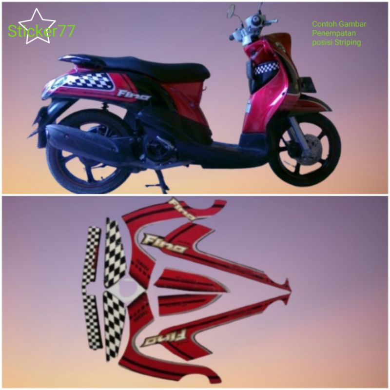 Sticker Striping Motor YAMAHA FINO TH 2012 Hitam Merah
