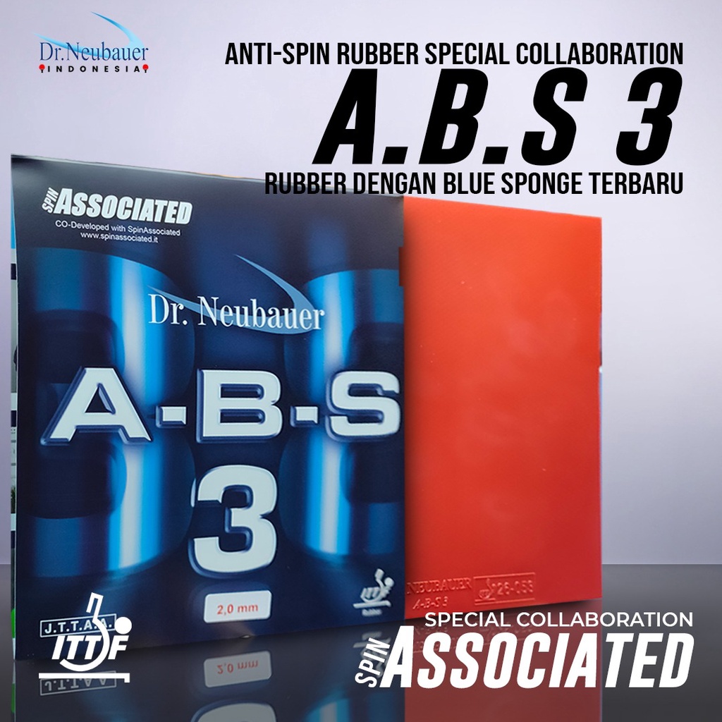 Karet Bat Tenis Meja Pingpong Dr. Neubauer ABS 3 Anti Spin Blue Sponge