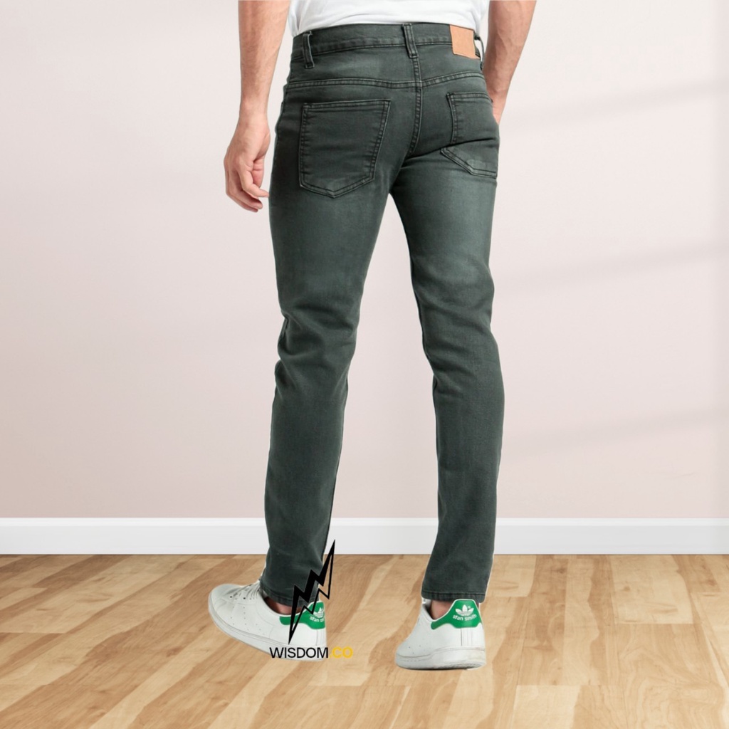 Wisdom - Celana Jeans Washed Voltage Slimfit Full Denim Elastic - Jeans panjang Pria