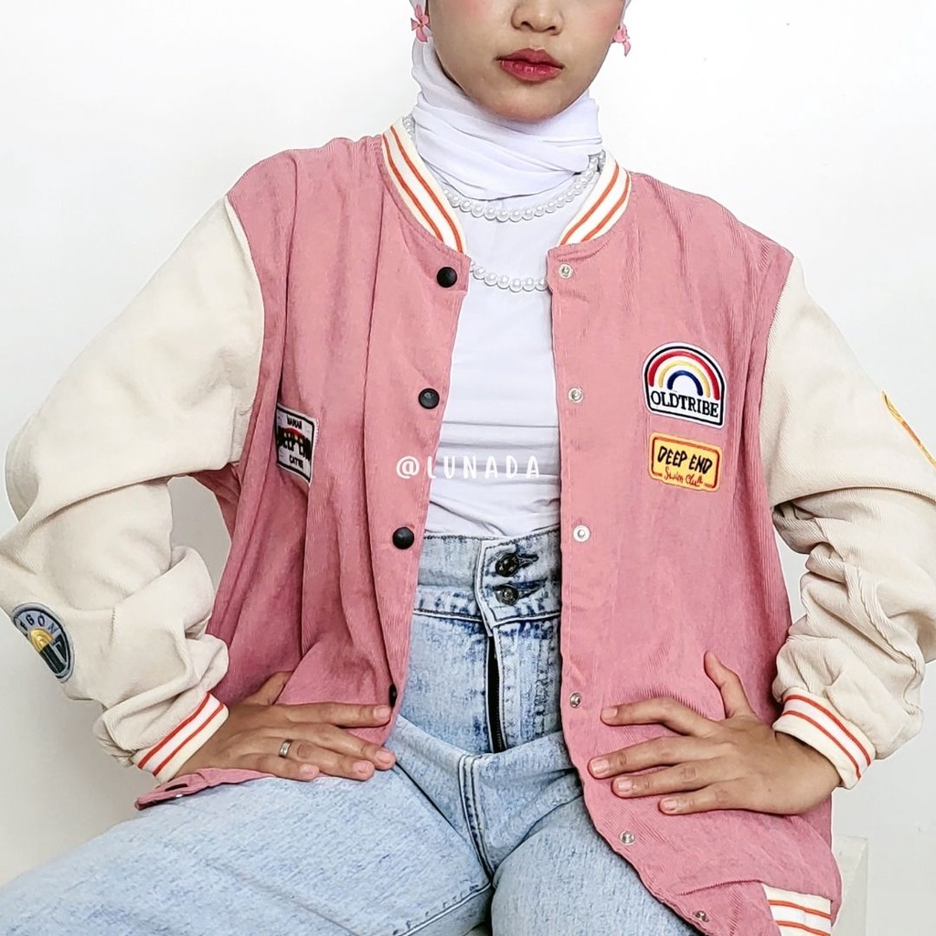 VARSITY CORDUROY JAKET WANITA - OUTER VARSITY IMPORT - VARSITY TANGAN PANJANG