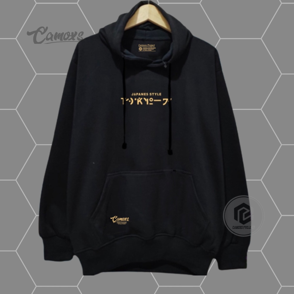 Hudie Pria Oversize Hitam List Tokyo Japanes Hoodie Cowok Cewek Distro Original Camoxs Brand Kota Bandung Sweater Hodie Terbaru Kekinian Hode Swetter