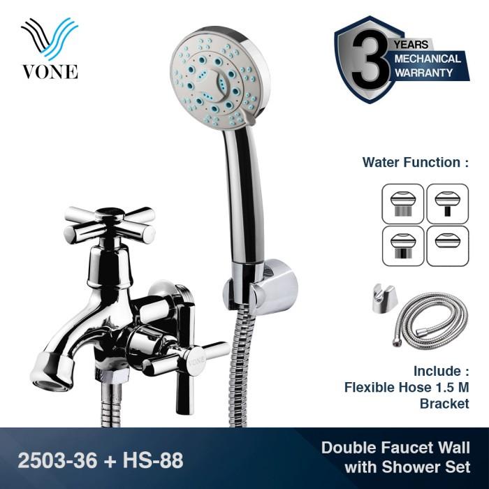 Keran Vone 2503-36 + Hs-88 Set Keran Kran Air Cabang Shower Wall Tembok