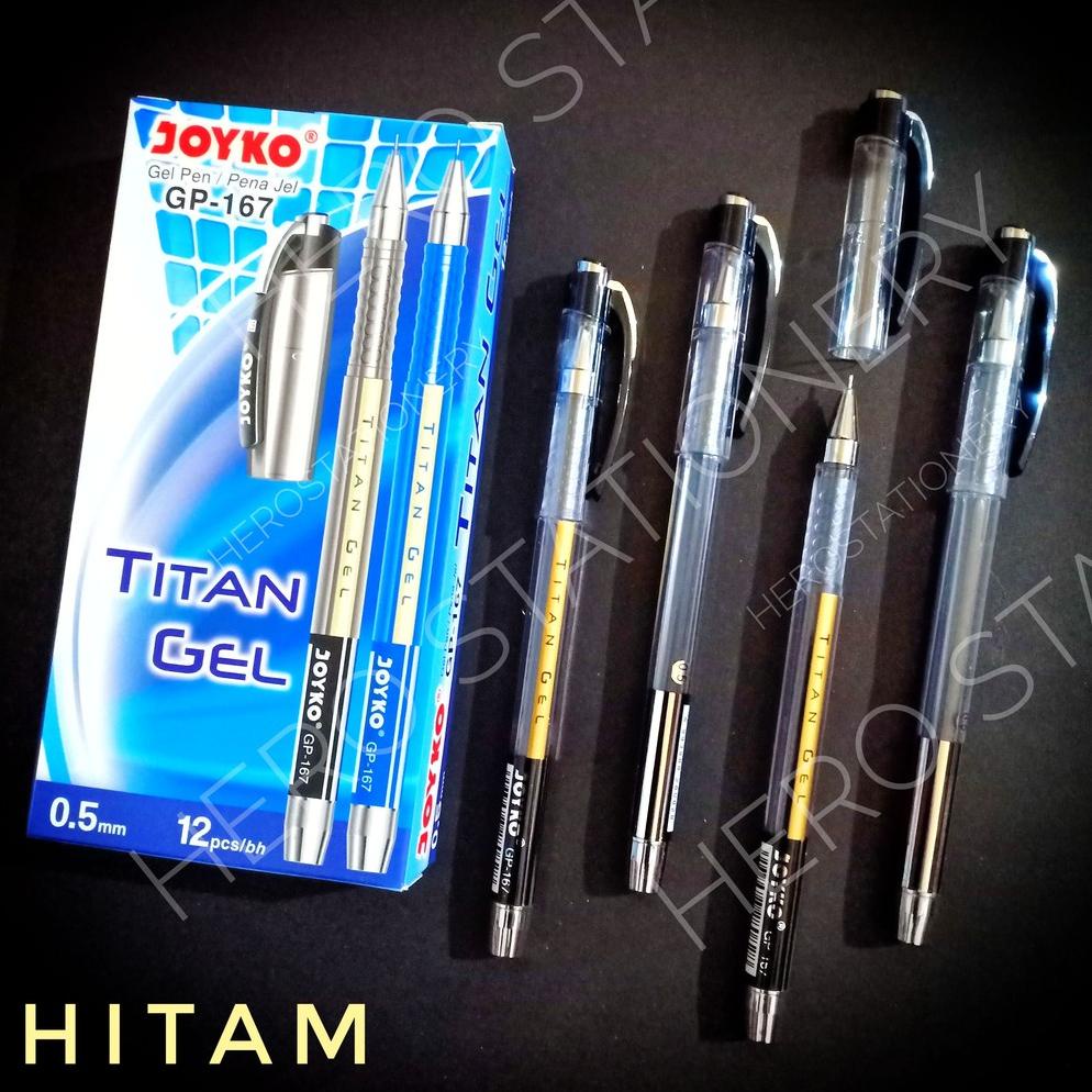 

Pen gel joyko titangel tinta hitam GP-167 . 12 unit
