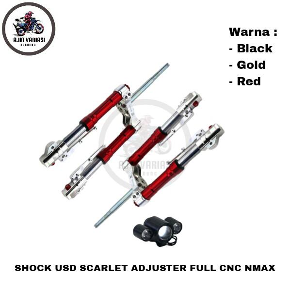 Shock Skok Depan Sok USD Up Side Down Scarlet Adjuster Full CNC Nmax