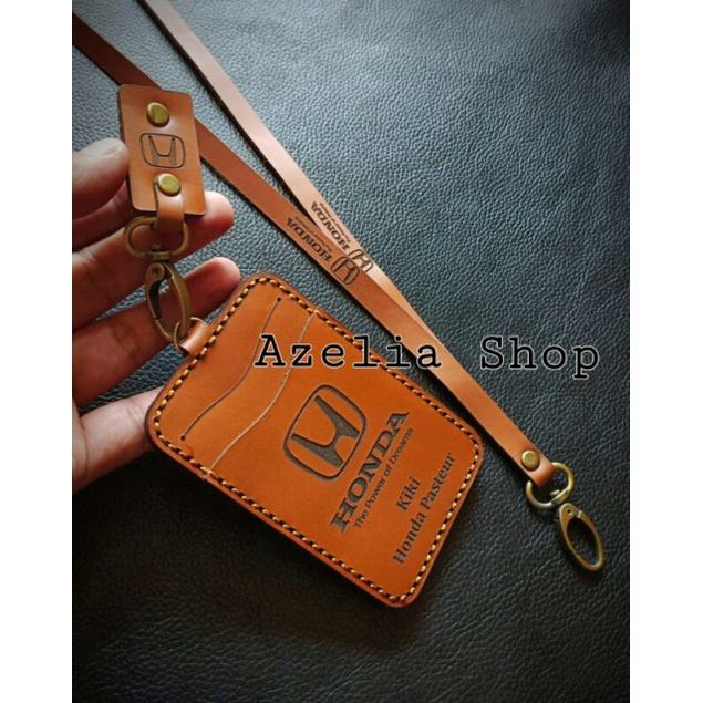 

Id card holder Kuliit asli custome-Name tag tali-kulit-Lanyard