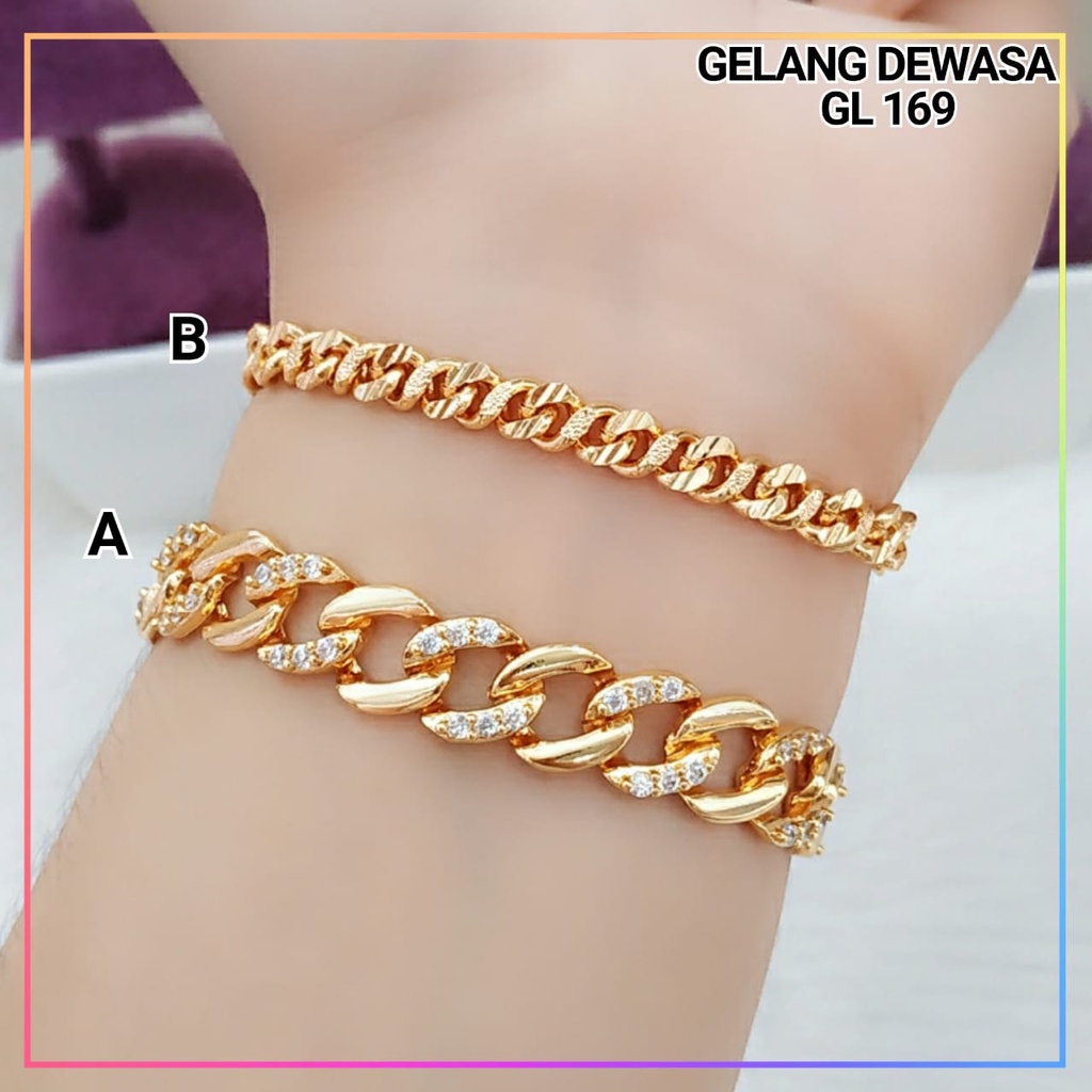 Gelang xuping gelang dewasa rantai tebal kombinasi permata simple perhiasan wanita lapis emas gold GL 169