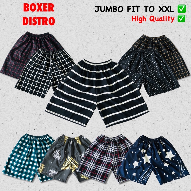 [HJ] BOXER PRIA JUMBO fit to 80 kg / BOXER DISTRO / Celana pendek pria / Celana motif pria / Boxer motif / Kolor pria / Celana pria / Celana boxer