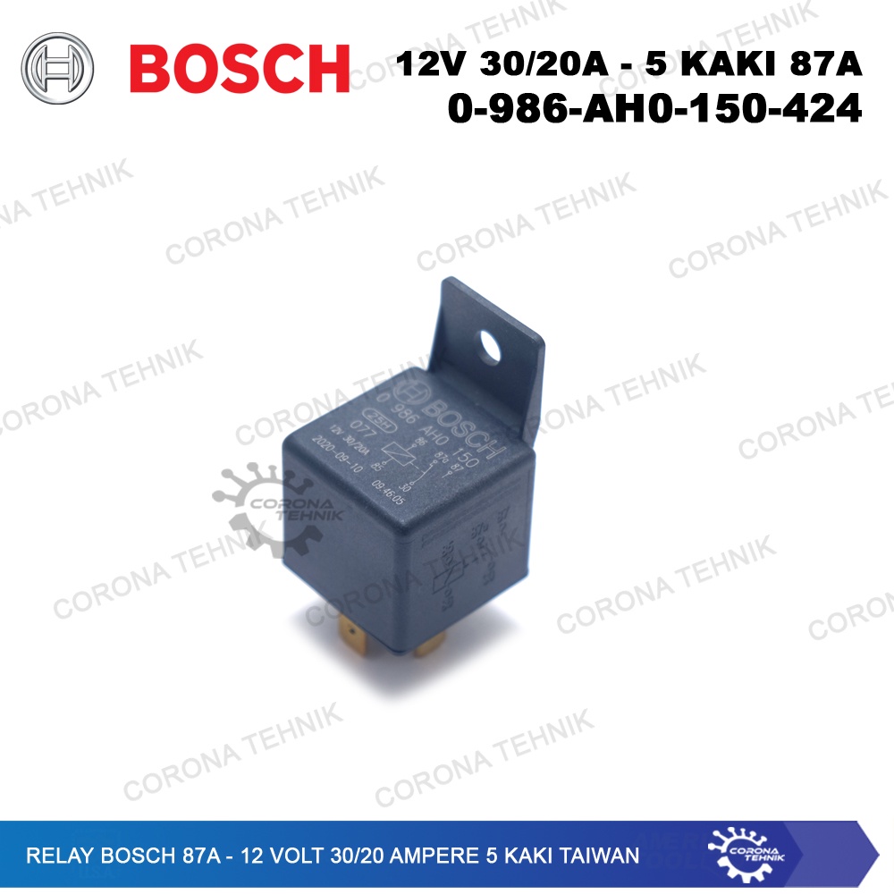 Taiwan - Relay Bosch 87a - 12 Volt 30/20 Ampere 5 Kaki - 0-986-AH0-150-424