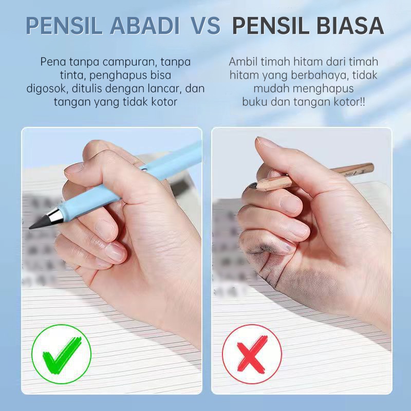 COD❤️Pensil Painting Brush Everlasting HK001 pensil tidak diasah tanpa tinta untuk siswa Lukisan sketsa HB tidak mudah mematahkan pensil Aksesoris Impor Murah