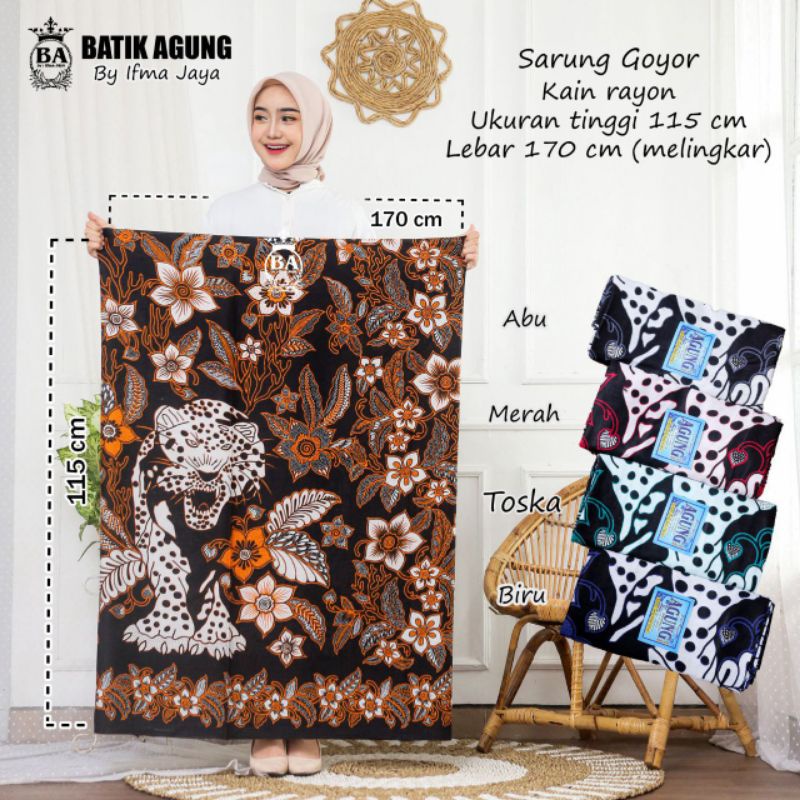 SARUNG BATIK HALUS GOYOR MOTIF NEW MACAN PUTIH/siap pakai