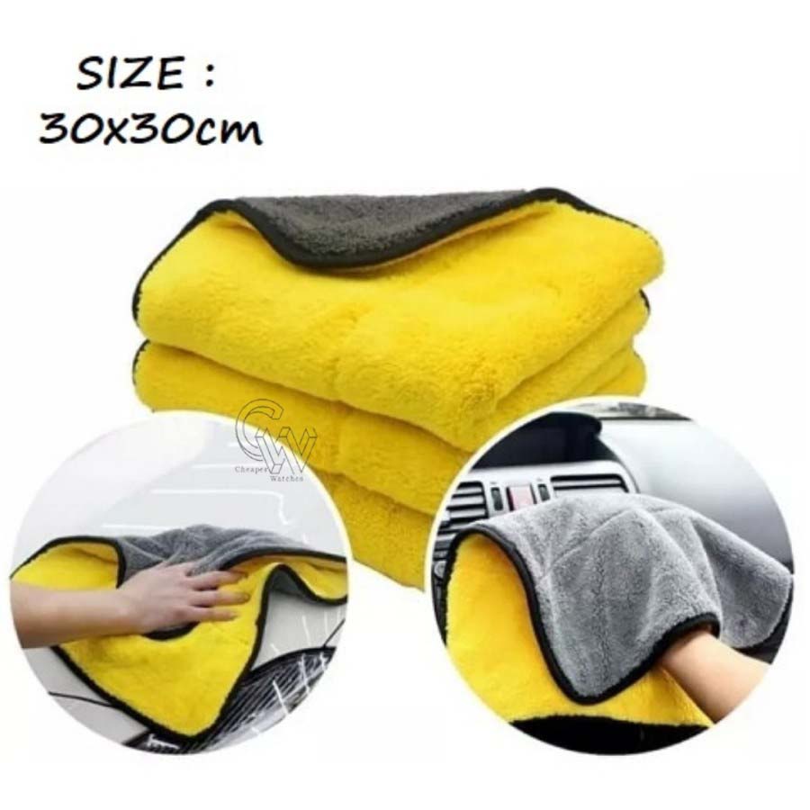Kuning kain lap serbaguna microfiber lap mobil motor dapur meja kaca 30x30cm 2 sisi lembut