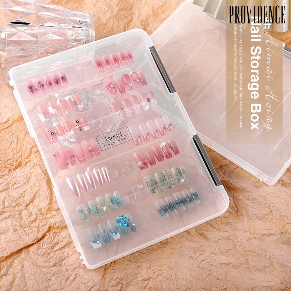 Providence Kotak Penyimpanan / Organizer Kuku Palsu Transparan Anti Debu Hemat Tempat Untuk Manicure