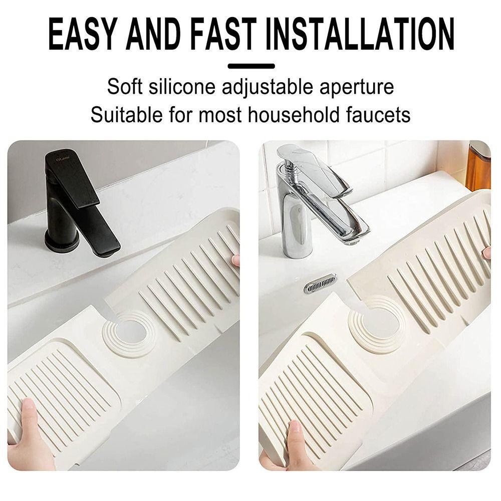 Solighter Faucet Splash Pad Tahan Lama Di Belakang Sink Splash Guard Self Draining Pad Dapur